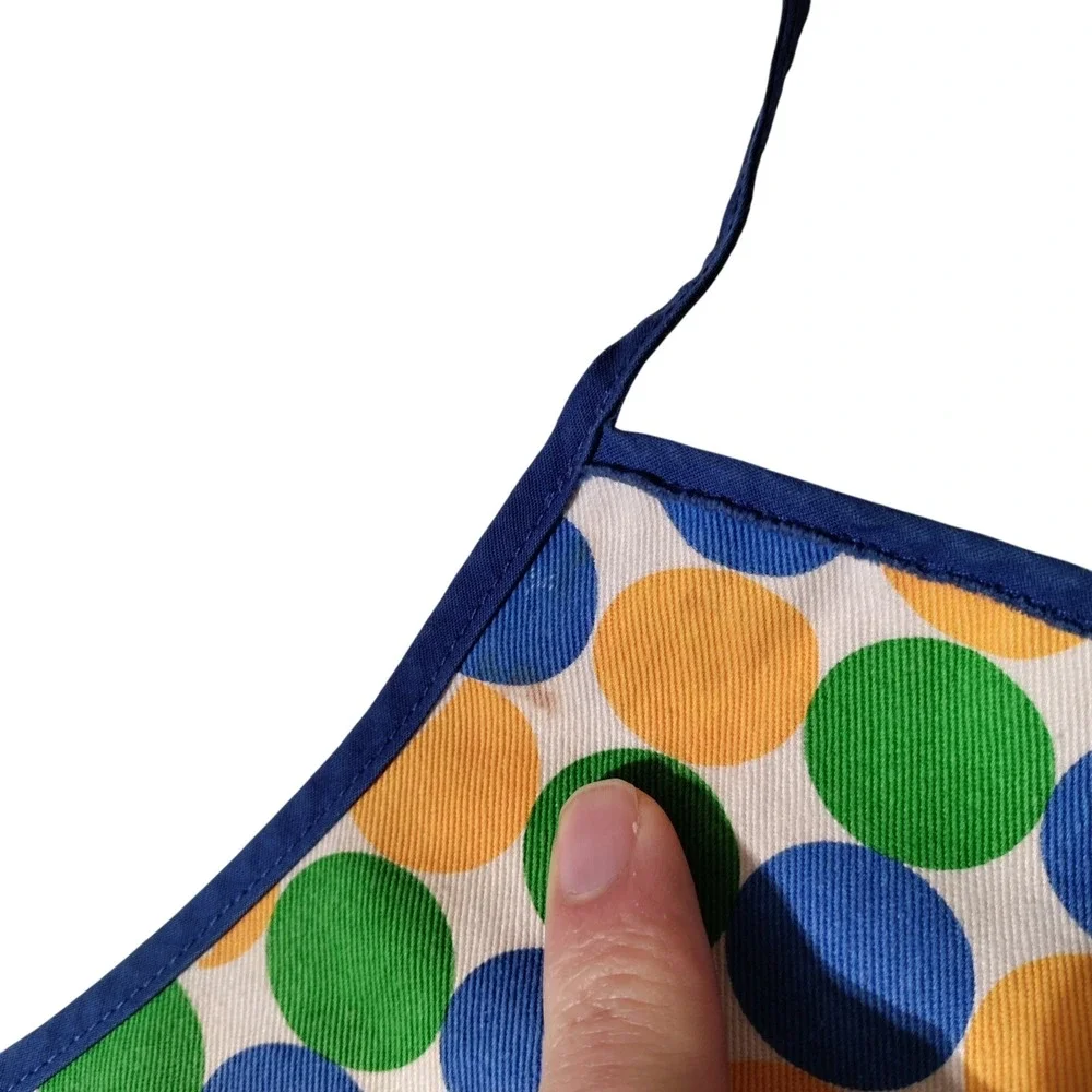 Nordic Ware Kids Apron 100% Cotton Polka Dot Blue Green‎ Orange Toddler Child